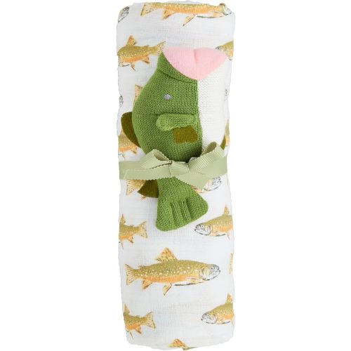 Mud Pie Children's Fish Swaddle and Rattle