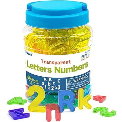 Light Table Toys 66 Pcs Translucent Capital and Lowercase Letters and Numbers,Light Table Manipulatives and Accessories for Kids