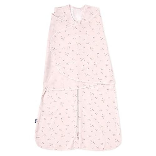 HALO 100% Cotton Sleepsack Swaddle, 3-Way Adjustable Wearable Blanket, TOG 1.5, Pink Floral, Small, 3-6 Months