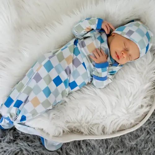 Bestaroo - Super - Soft - Bamboo - Skye Checks Gown & Hat