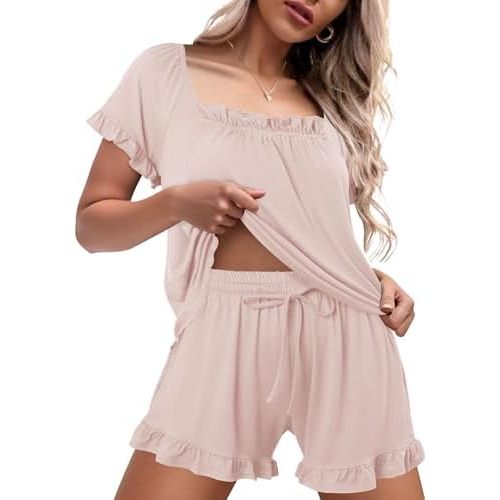 StunShow Pajama Sets for Women 2 Piece Cozy Loungewear Sets Lightweight Pj Set Short with Pocket Sleepwear Ladies Nightwear