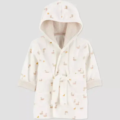Carter's Just One You®️ Baby Duck Robe - Gray: Midweight Cotton Polyester Bath Wrap, Animal Pattern