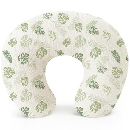 Konssy Muslin Nursing Pillow Covers, 100% Cotton Soft & Adorable Covers for Breastfeeding Pillows, Slipcovers for Newborn Baby Boys & Girls