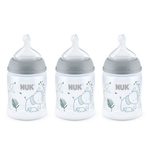 NUK® Smooth Flow™ Elephants 3-Pack 5 oz. Anti-Colic Bottle in Grey - GRAY - 5 OZ