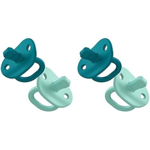 Boon JEWL Biometric Newborn Orthodontic Pacifier — 0 Months — Blue — Silicone Baby Pacifier with Soothing Gem Shaped Nipple — 2 Count (Pack of 2)