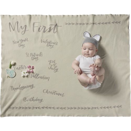 Primitives by Kathy My First Holidays Cream Cotton Swaddle Milestone Baby Blanket