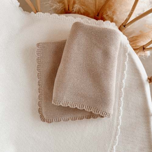 Heirloom Scallop Knit Blanket - Fawn - PRE ORDER - Est. Dispatch Early July