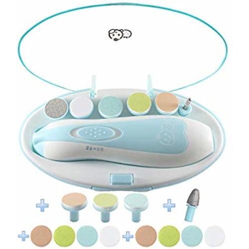 Baby Nail Clippers 20 In 1 By Royal Angels Baby | Safe Electric Baby Nail Trimmer, Baby Nail File Kit, Additional Replacement Heads, Newborn Toddler Toes and Fingernails, Trim and Polish (Blue)