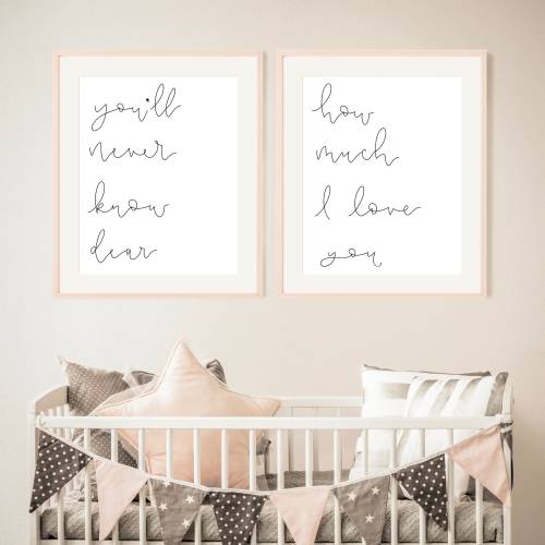 Nursery Prints | You'll Never Know Dear How Much I Love You | Wall Art | 11x14 in, 16x20 in, 20x30 in | You Are My Sunshine | Style 2