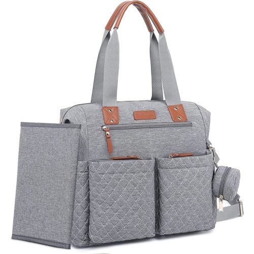 Diaper Bag Tote,Large Diaper Bag with Pacifier Case & Changing Pad,Waterproof Baby Bag with Shoulder Straps & Stroller Straps for Mom Dad