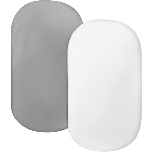 Bassinet Sheet Set 2 Pack Fitted Bassinet Sheets for Baby boy, Universal Microfiber Soft Cradle Sheets for Oval Rectangle and Hourglass Bassinet Mattress, Gray and White