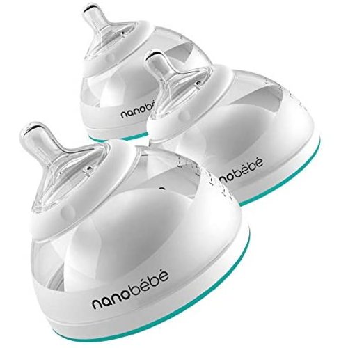Nanobebe Breastmilk Baby Bottle (Award Winning Innovation for Breastfed Babies), Breastfeeding&nbsp;Newborn&nbsp;Breast Like, Anti Colic, Perfect Latch, Preserves Breast&nbsp;Milk nutrients, 3-Pack, Teal
