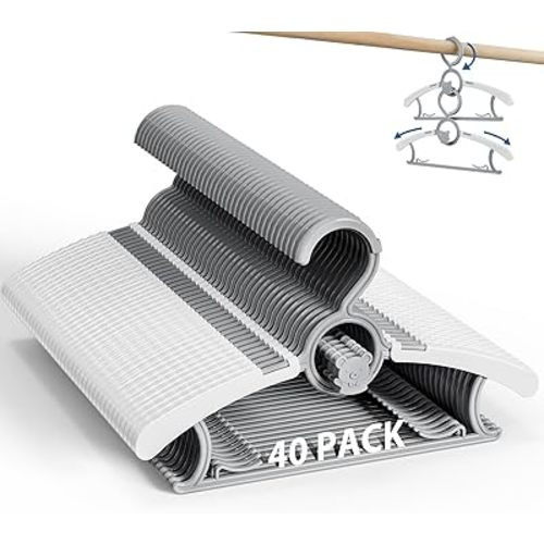 Baby Hangers 40 Pack Kids Hangers- 11-14 Inch Kid Hanger for Baby Toddler Kids Children,Extendable & Adjustable Non-Slip Stackable Plastic Kid Clothes Hanger,Toddler Hangeres for Cloest Grey