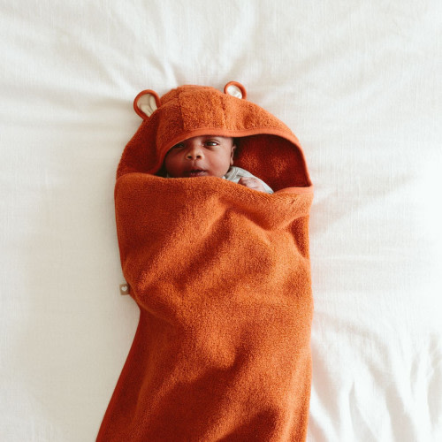 Goumi Kids x Babylist Cotton Terry Bear Hooded Bath Towel - Clay, O/S