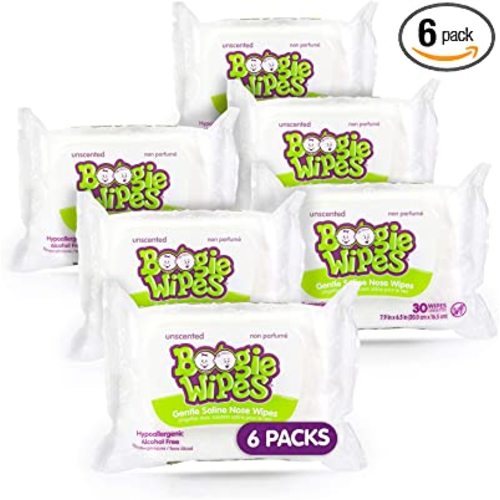 Baby Wipes Unscented by Boogie Wipes, Wet Wipes for Face, Hand, Body & Nose, Made with Vitamin E, Aloe, Chamomile and Natural Saline, 180 Count-30 Count (Pack of 6) : Baby
