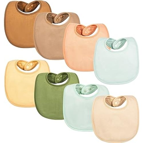 Tiny Twinkle Baby Feeding Bibs 8 Pack - Waterproof and Absorbent Infant Drool and Feeding Baby Bibs