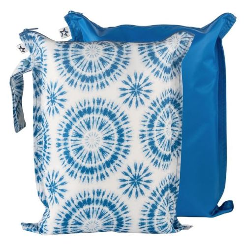 Tiny Twinkle Mess-Proof Waterproof Washable Baby/Toddler Wet Bags for Diapers, Swimsuits and Travel (Black,White)