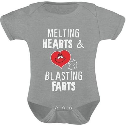 Tstars Valentine's Day - Melting Hearts & Blasting Farts Funny Cute Baby Bodysuit