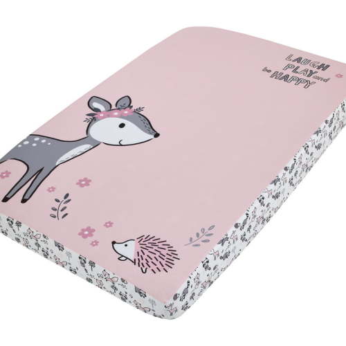 Little Love by NoJo Sweet Deer Photo Op Fitted Mini Crib Sheet, Infant Girl, Portacrib Size