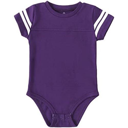 ROMPERINBOX Baby Football Jersey Onsies Raglan Bodysuit Customized Newborn Unisex Romper with Contrasting Sleeve Stripes