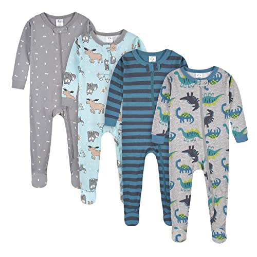 Gerber Baby Boys' 4-Pack Footed Pajamas