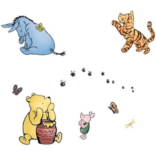Classic Winnie Pooh Wall Decals Stickers Peel and Stick for Nursery Large, Vintage Baby Winnie Pooh Wall Stickers for Kids Bedroom Decor,Winnie Pooh Wall Decor Stickers