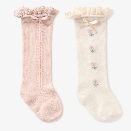 Floral Knee-high Non Slip Baby Socks 2 pack – Elegant Baby
