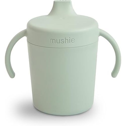 mushie Trainer Sippy Cup | Made in Denmark | Leak Resistant Twist-Off Lid & Handles | 6 Months + (Sage)