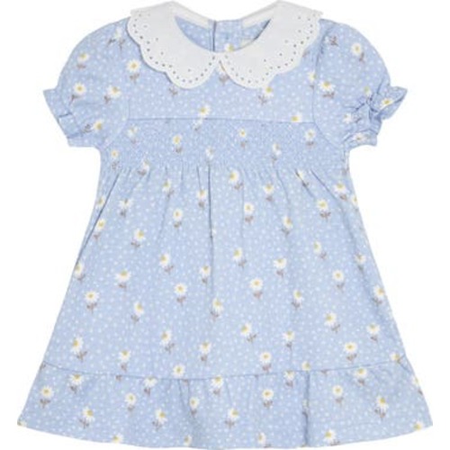 Floral Broderie Collar Cotton Jersey Dress, 6-12M