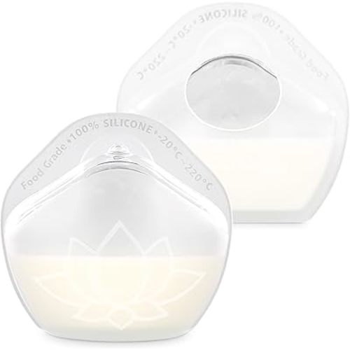Milk Collectors for Breastfeeding, 2 Pack Silicone Milk Catcher for Leaking Milk, Wearable Milk Saver Breastmilk Collection Reusable Nursing Cups for Bra, Discreet Breast Shells for Sore Nipples