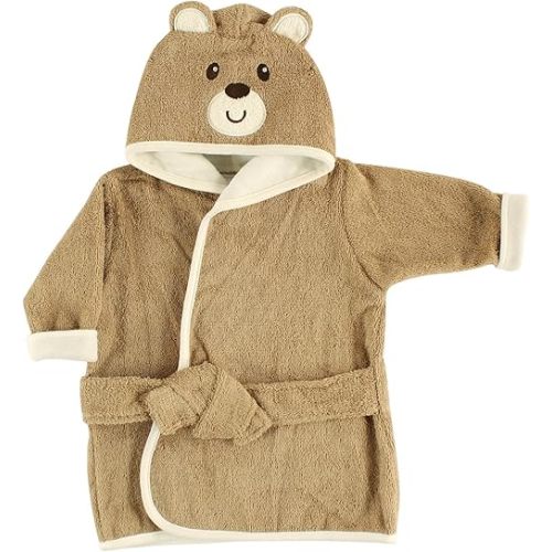Luvable Friends Unisex Baby Cotton Animal Face Bathrobe, Bear, One Size