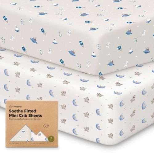 KeaBabies Mini Crib Sheets for Baby Girls, Boys, 2-Pack Soothe Pack and Play Sheets Fitted, Organic Pack N Play Mattress Sheet (Foxtrot)