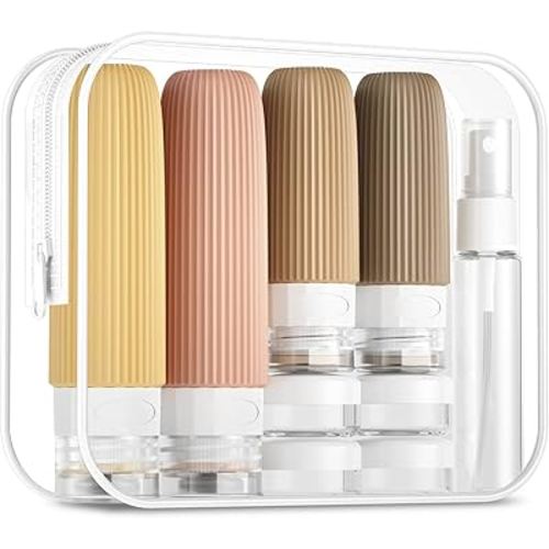 16 Pack Travel Bottles Set, TSA Approved Leak Proof Silicone Squeezable Containers for Toiletries, Refillable Travel Accessories for Conditioner, Shampoo, Lotion & Body Wash Accessories