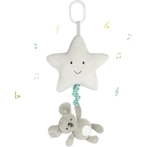 Baby Hanging Musical Toy with Music Box, Baby Lullaby Pull Musical Sensory Toys for Babies Boys and Girls, Clip On Infant Pram Pushchair Cribs Strollers Car Seats Toys, Star