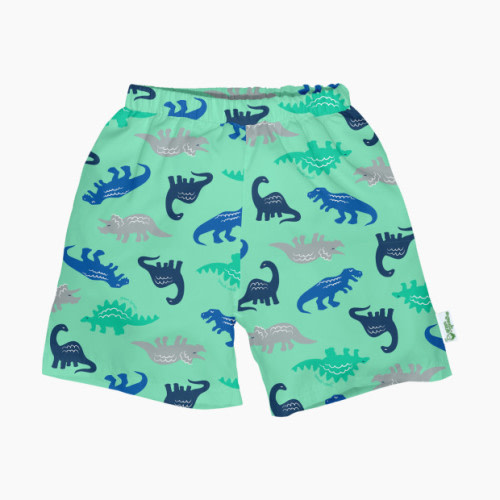 GREEN SPROUTS Classic Trunks With Built-In Swim Diaper - Seafoam Simple Dino, 12 M