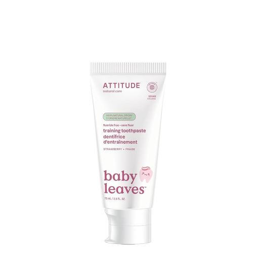 Attitude Baby and Child Fluoride-Free Training Toothpaste, EWG Verified, Naturally Derived Ingredients, Vegan, Strawberry, 2.6 Oz