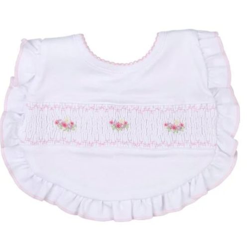 Lindsay and Luke Smocked Ruffle Bib - Pink