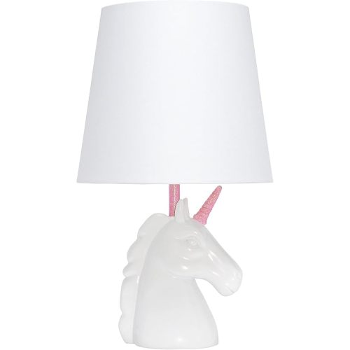 Simple Designs LT1078-PNK Sparkling Glitter Unicorn Table Lamp, Pink