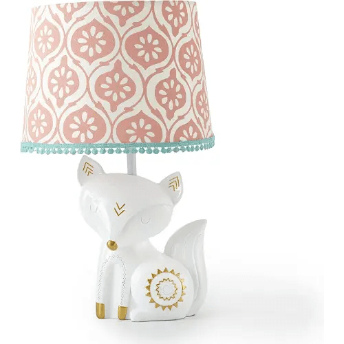 Levtex Baby - Fiona Table Lamp - Spindle Base with Pink Rosette Shade - Nursery Lamp - Base and Shade - Pink, Teal, White - Nursery Accessories - Measurements: 22 in. high and 6 in. Diameter
