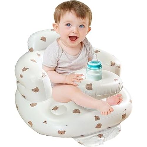 Little Angels Inflatable Seat with Tray for Toddlers 3-36 Months, Built-in Air Pump, Summer Baby Support Chair for Sitting Up