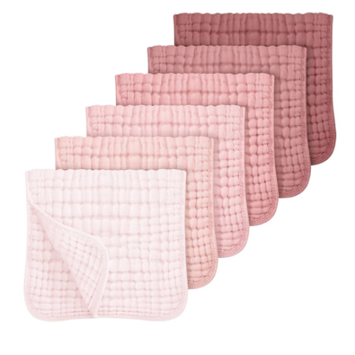 Looxii Muslin Burp Cloths Baby Girl 6 Pack - 20" x 10" - Ultra Soft & Absorbent, 6-Layer 100% Cotton for Spit Up & Drool- Gentle Baby Burping Cloth, Newborn Essentials Shower Gift Girl, Gradient Pink
