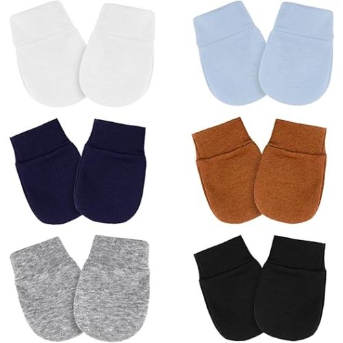 Newborn Baby Mittens No Scratch Cotton Elastic Wrist Gloves Infant Toddler Mittens for Baby Boy Girl 0-6 Months