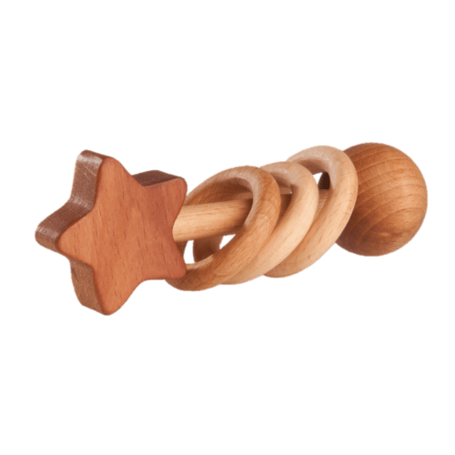 Organic Wooden Rattle-Teether Star