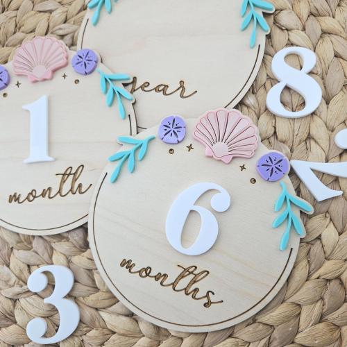 Sea Shell Baby Monthly Milestone Discs | Photo Prop Set