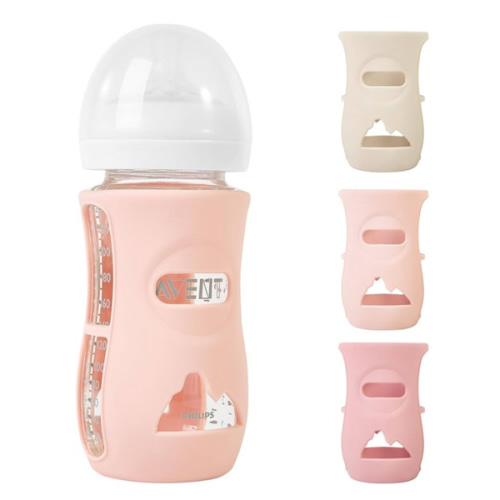 3 Pack Silicone Sleeves for Philips Avent Natural Glass Baby Bottles, Anti Breakage Baby Bottle Holder for Baby Girls, Compatible with Philips Avent Glass Natural Baby Bottle, 8 oz