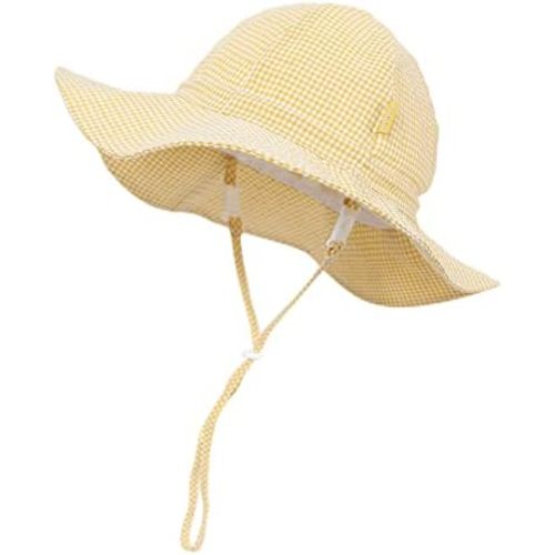 Baby & Toddler Wide Brim Sun Hats UPF 50+ Sun Protection Bucket Cap Cute Adjustable Hat in Seersucker