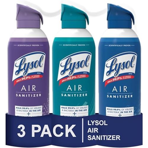 Lysol Air Sanitizer Spray, For Air Sanitization and Odor Elimination, White Linen, Simple Fresh, Light Breeze 10 Fl. Oz (Pack of 3)