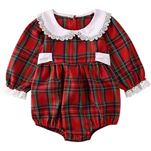 Baby Girl Christmas Dress Matching Newborn Girl Bodysuit Plaid Lace Princess Skirt Family Clothing