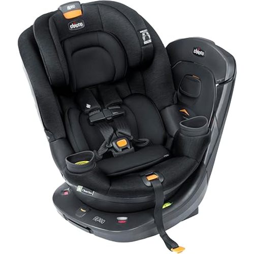 Chicco Fit360 ClearTex Rotating Convertible Car Seat with 360 Degree Rotation for Rear-Facing and Forward-Facing Usage, LeverLock Self-Tensioning Lock System | Black/Black
