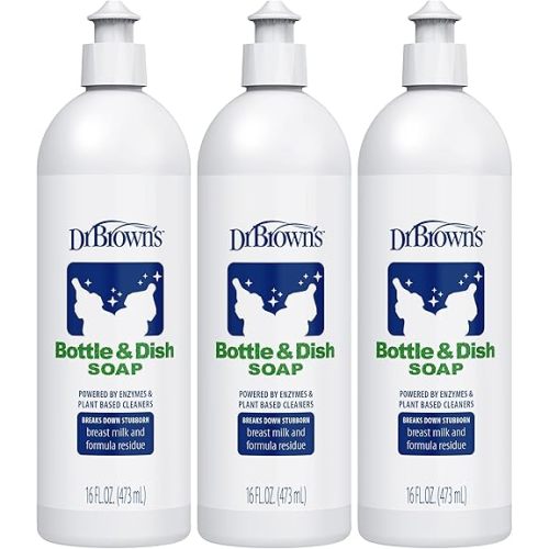 Dr. Brown's Bottle & Dish Soap for Baby Bottles and Baby Accessories, Plant-Derived, Fragrance-Free, 16 fl oz, 3 Pack